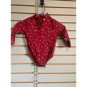 Wrangler Baby Red Western Cowboy‎ Bodysuit Shirt 24 Months Horseshoe